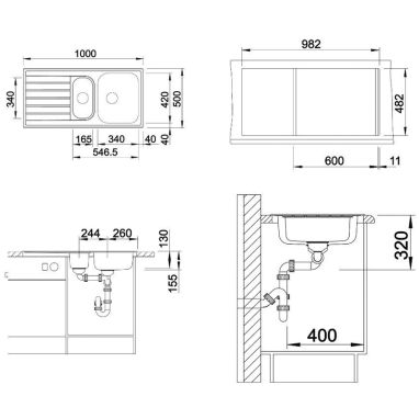 BLANCO Мойка врезная для кухни LIVIT 6 S оборотная полированная (514796)